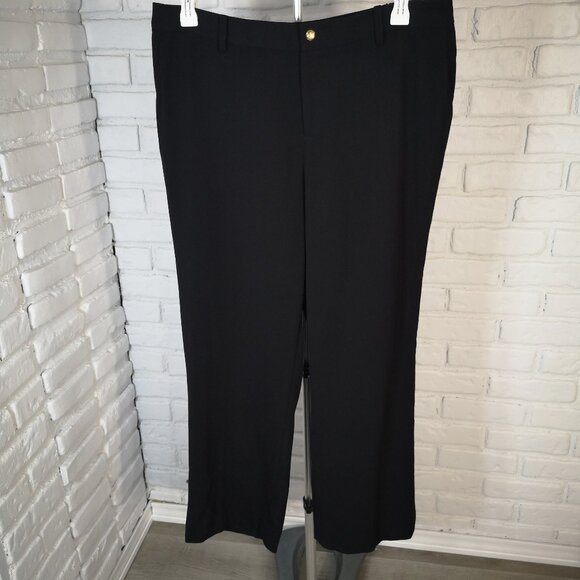 Lauren Ralph Lauren Ladies Size 16W Black Straight Legs 100% Wool Dress Pants - Picture 1 of 12
